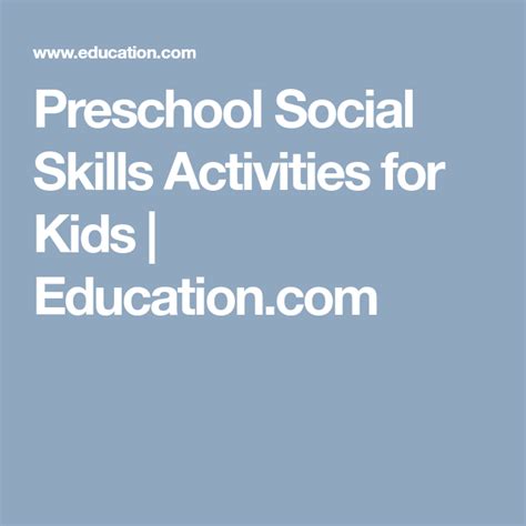 Preschool Social Skills Activities for Kids | Education.com | Preschool ...