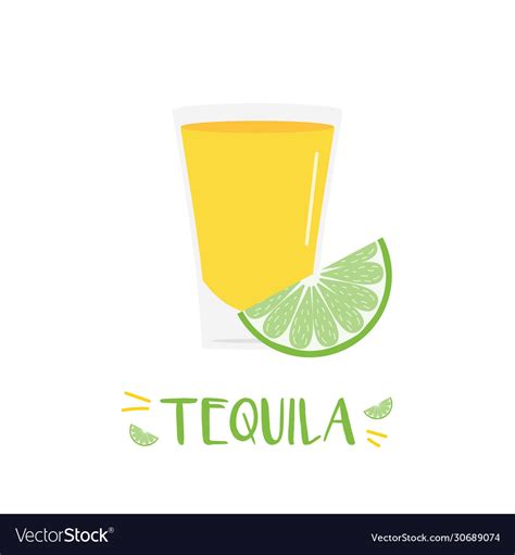 Tequila Shot With Slice Lime Royalty Free Vector Image