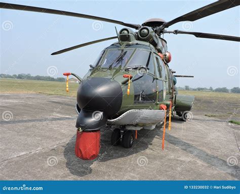 Airbus H225m Helicopter On Display At Singapore Airshow Editorial Image