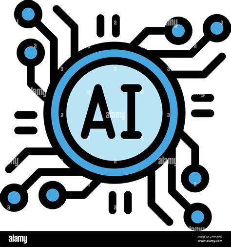 Digital Ai Icon Outline Vector Artificial Brain Network Machine Stock