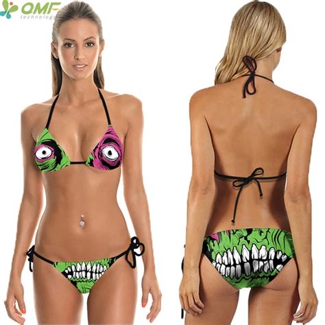 Halloween Cosplay Zombie Pattern Bikini Sets Brazilian Swimsuit Game