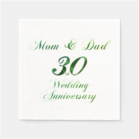 30th Anniversary Parents Pearl Wedding Anniversary Napkins | Zazzle ...