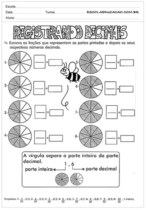 Atividades Com Frações Para O 4º Ano Atividade De Matemática Escola