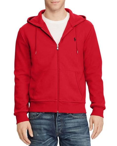 Lyst Polo Ralph Lauren Double Knit Full Zip Hoodie In Red For Men