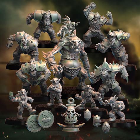 3D Printable Baorcudas Black Orc Team By Punga Miniatures