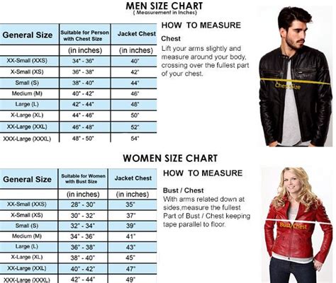 Womens Leather Jacket Size Chart