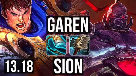 GAREN Vs SION TOP 8 Solo Kills 10 1 0 Legendary 300 Games EUW