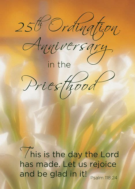 25th Ordination Anniversary Priesthood Lilies and Cross card #Ad , #AD, #Anniversary, # ...