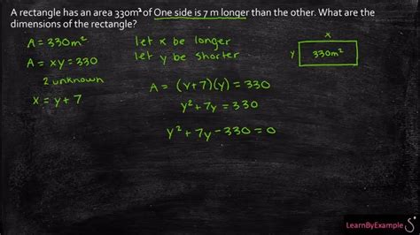 Rectangle Problem Solved By Both Factoring And The Quadratic Formula Youtube