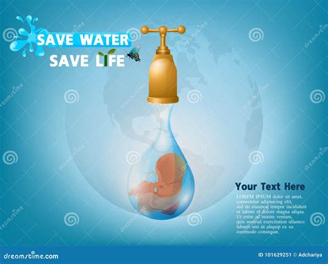 Save Water Save Life Concept Cartoon Vector 101629251