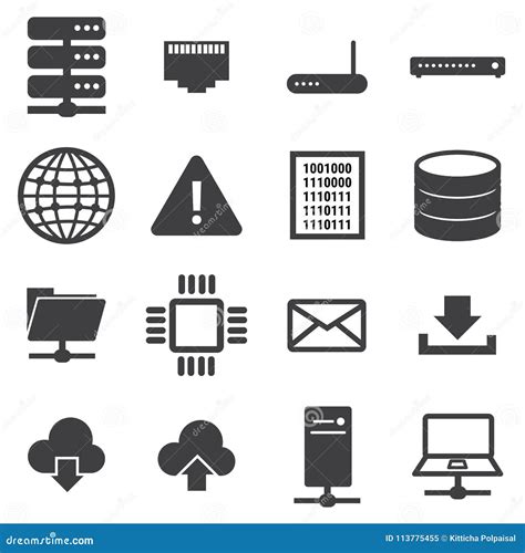 Network And Server Icon Set Stock Vector Illustration Of Firewall