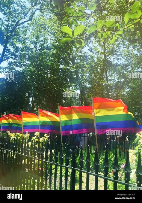 Worldpride Rainbow Flags At The Stonewall National Monument Greenwich Village New York City