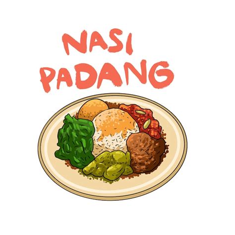 premium vector delicious nasi padang food illustration indonesia