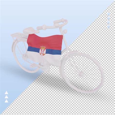 3d bycycle day bandeira da sérvia renderizando a vista direita PSD