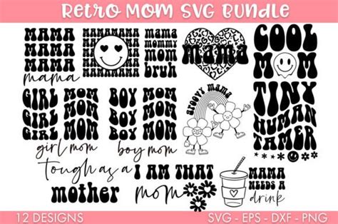 Retro Mother S Day Mama Svg Bundle Png Afbeelding Door