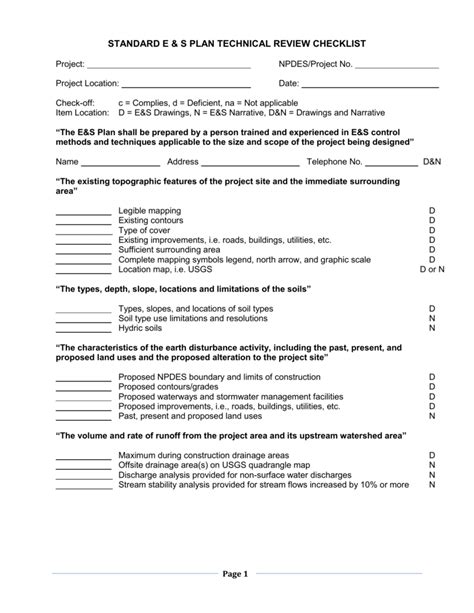 Standard Technical Review Checklist 11