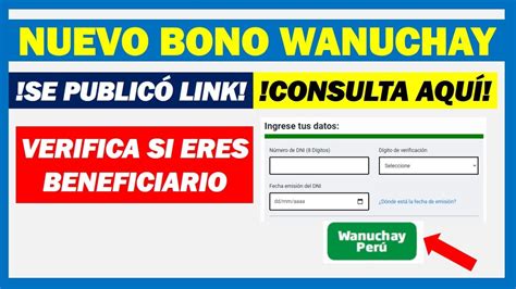 Bono Wanuchay Link De Consulta Con Tu Dni Primera Noticias