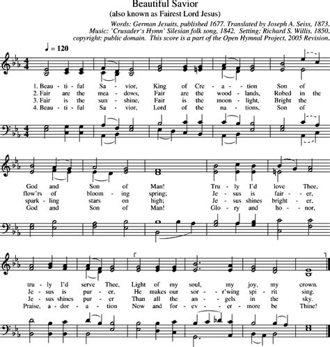 Open Hymnal Project: Beautiful Savior (also known as Fairest Lord Jesus)