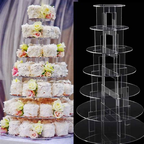 Gorgeous Tiers Circle Round Acrylic Cupcakes Party Wedding Cup Cake