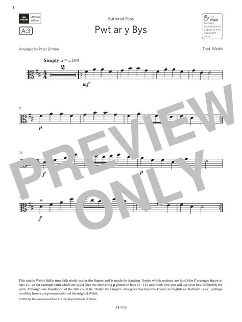 Pwt Ar Y Bys Grade Initial A3 From The ABRSM Viola Syllabus From