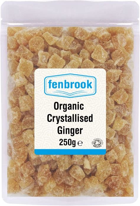 Fenbrook Organic Crystallised Ginger 250g Low Sodium Sulfur Free