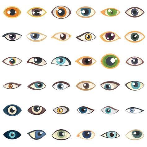 Premium Vector Eyes Icons Set Flat Vector Face Organ