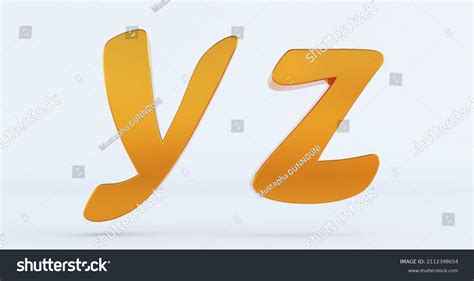 3d Render Gold Yz Letters Isolated Stock Illustration 2112398654