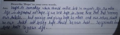 Describe ‘ Hope In Your Own Words In Brief Plz Ans It Quick Its