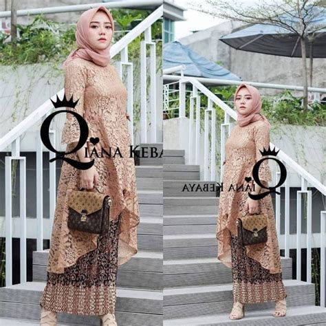 Jual Setelan Kebaya Srikandi Brokat Mix Rok Plisket Batik Dewasa