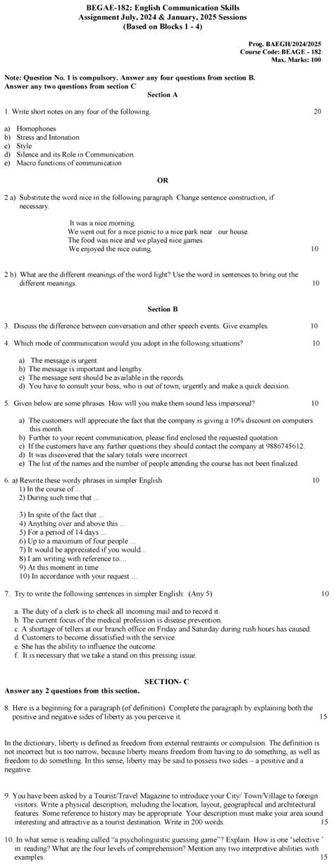 IGNOU BEGAE 182 English 2024 25 Solved Assignment Ignouexcelsius