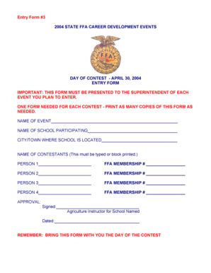 Fillable Online Cals Wisc Entry Form State Ffa Career