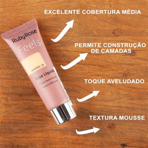 Base Liquida Feels Mousse Efeito Aveludado Ruby Rose Hb