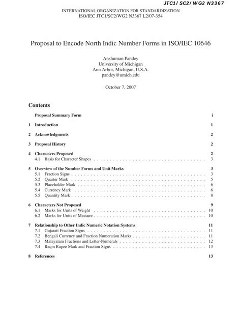 Pdf Proposal To Encode North Indic Number Forms In Iso Iec