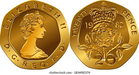 British Money Gold Coin Twenty Pences Stock Vector (Royalty Free ...