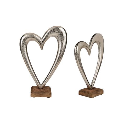 Grossiste coeur en métal sur socle en bois de 28 cm Tradaka