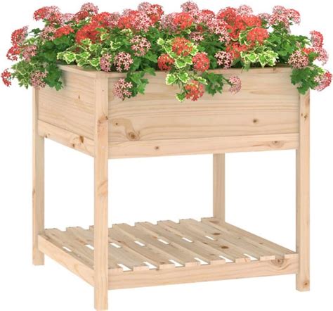 VidaXL Houten Plantenbak Massief Grenenhout Verhoogd 82 5 X 82 5 X