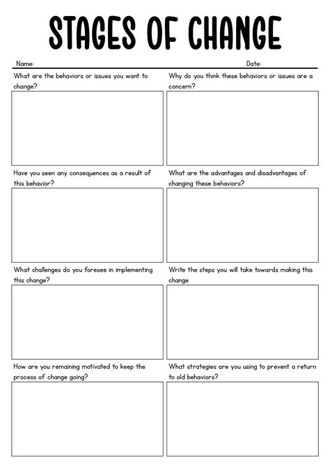 Stages Of Change Worksheet