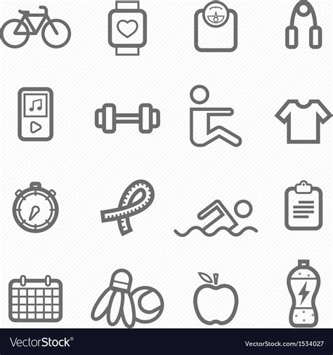 Exercise Symbol Line Icon Set Royalty Free Vector Image