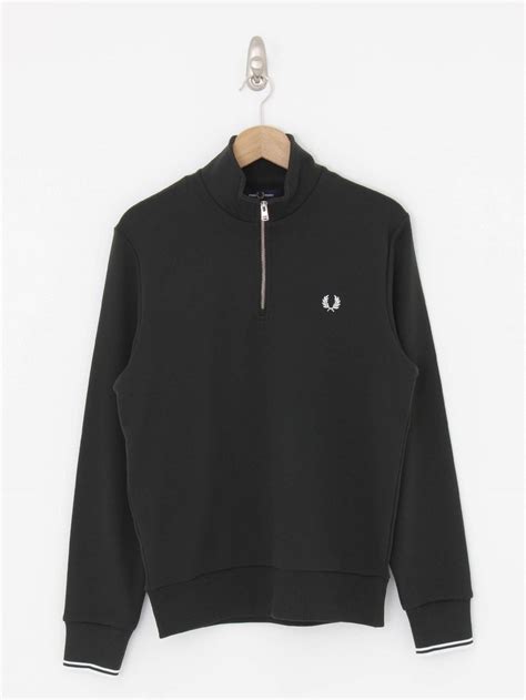 Fred Perry Half Zip Sweatshirt In Night Green Northern Threads