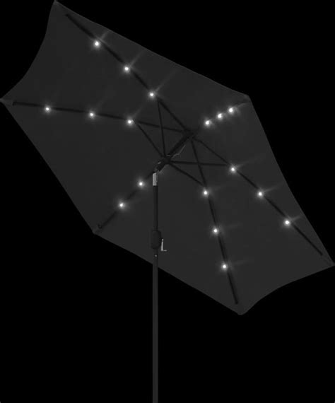 Vidaxl Parasol Met Led Verlichting En Stalen Paal Cm Zwart