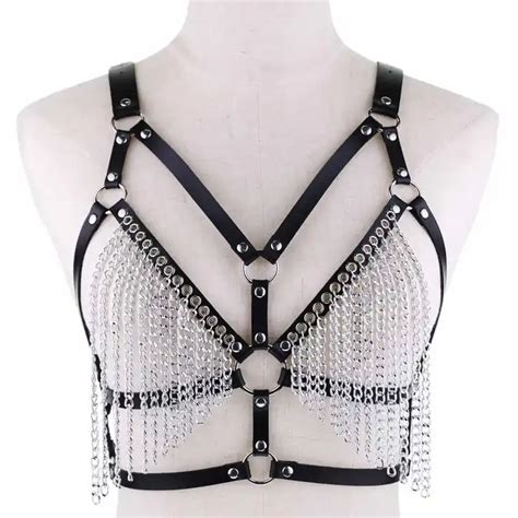 Sexy Leather Harness Body Chain Bikini Bra Goth Punk Rock