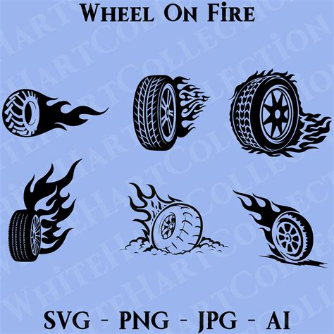 6 Wheel Svg Png  Ai Commercial Use Wheel On Fire Svg Etsy México