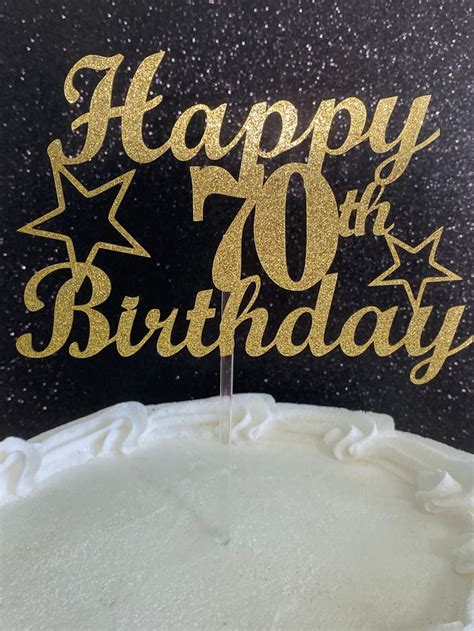 70th Birthday Cake Toppers Double Side Glitter Adult Party Glitter 70th