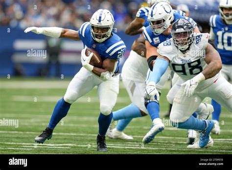 Indianapolis Colts Running Back Zack Moss Runs The Ball Past