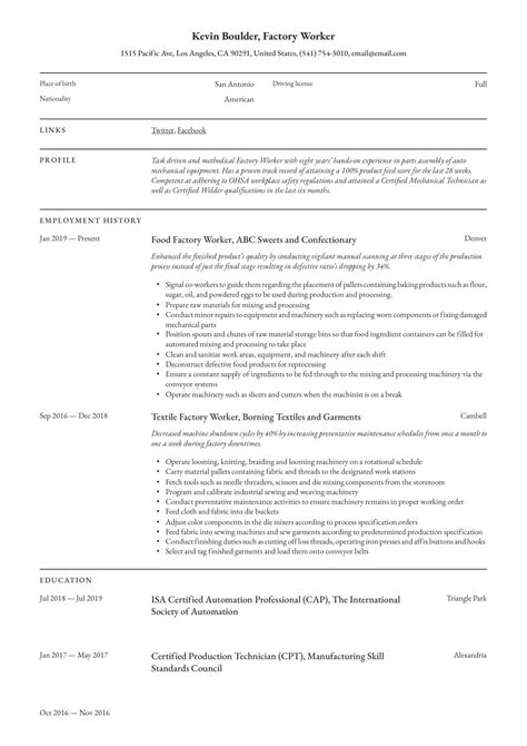 Manufacturing Resume Examples Guides 2024 PDFs