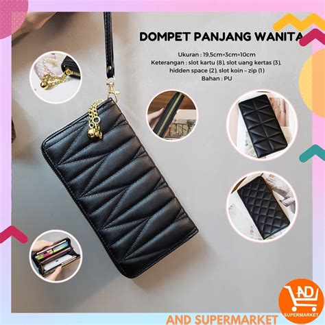 Jual Dompet Wanita Panjang Import Zipper Dompet Hitam Polos Cantik Dompet Perempuan Fashion ...