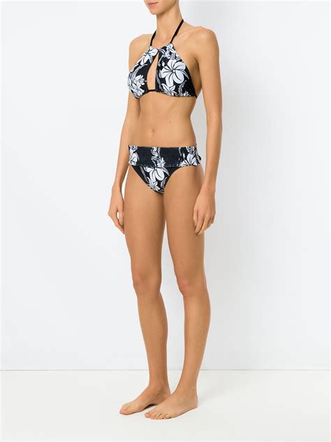 Amir Slama Floral Print Bikini Set Black FARFETCH