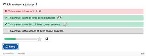 Multiple Choice Quiz Settings Demo Book