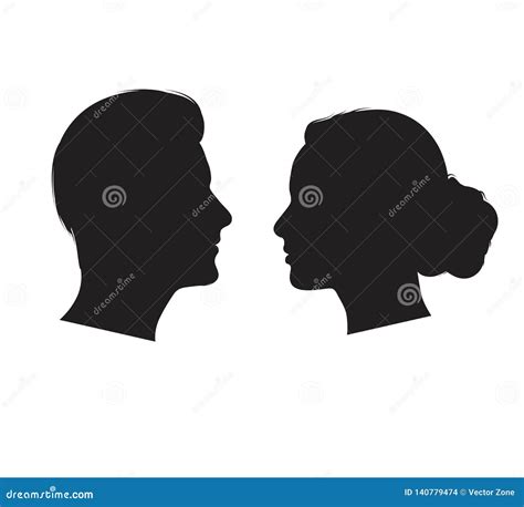 Man And Woman Silhouette Face To Face Vector Stock Vector