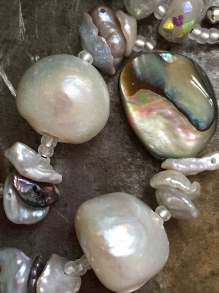 Abalone, pearl, mother of pearl necklace, sterling silver toggle – DCB ...